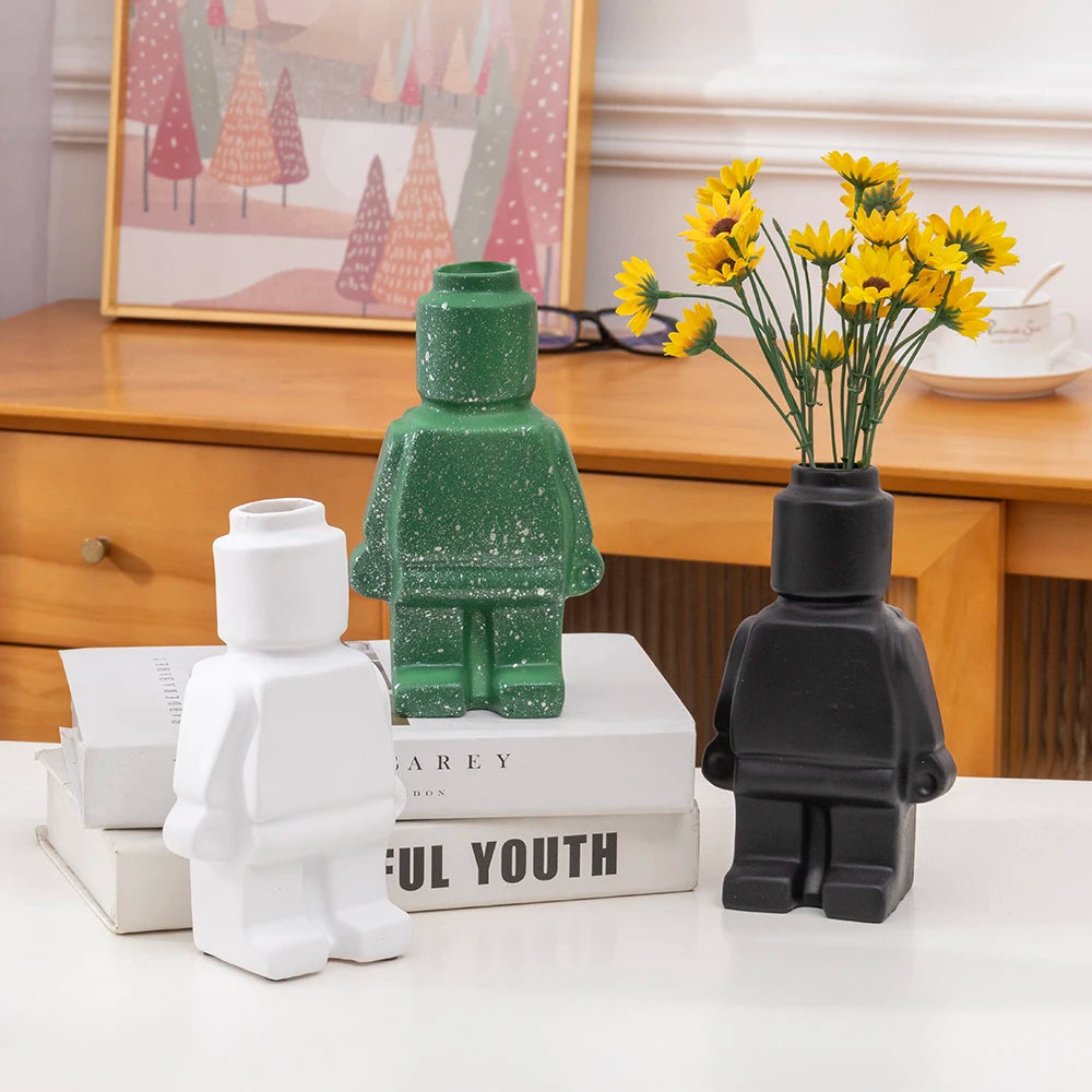 Resin Robot Vase – Modern Decorative Minifigure