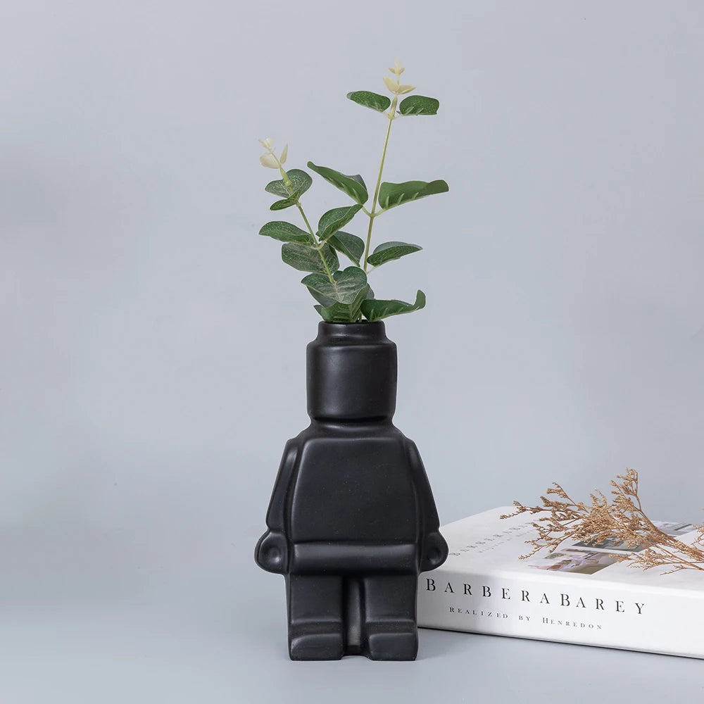 Resin Robot Vase – Modern Decorative Minifigure