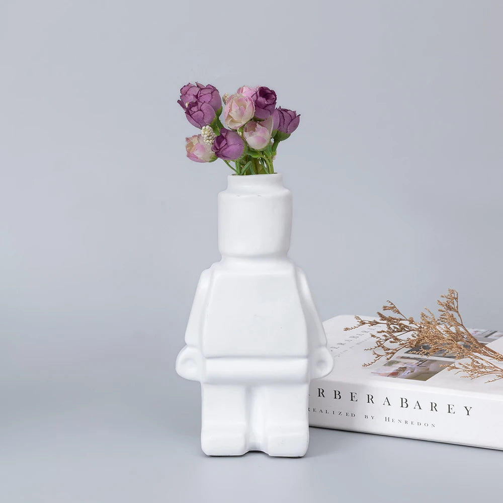 Resin Robot Vase – Modern Decorative Minifigure